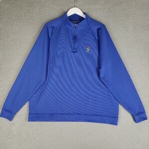 Holderness & Bourne 1/4 Zip Pullover Adult XXL Blue Golf Performance Blue Stripe